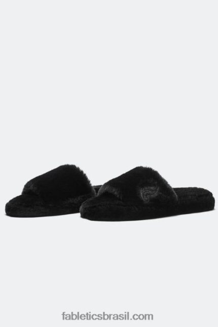 Fabletics preto 420HR2947 chinelo de pele mulheres
