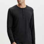 Fabletics preto 420HR3627 o restoreknit henley homens