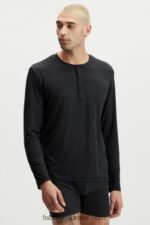 Fabletics preto 420HR3627 o restoreknit henley homens