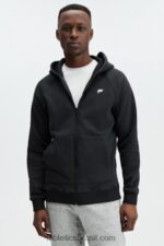 Fabletics preto 420HR3719 moletom com zíper completo pós-jogo homens