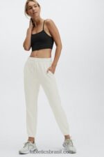Fabletics Preto branco 420HR165 calça de moletom clássica mulheres - Image 4