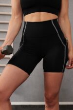 Fabletics preto/branco clássico 420HR287 oasis pureluxe cintura alta 6'' short 10 mulheres - Image 3