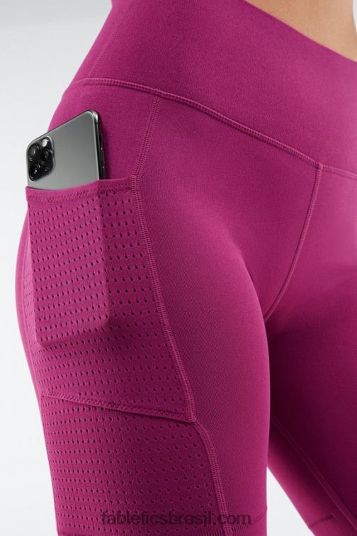 Fabletics preto/branco clássico 420HR544 short de malha cintura alta com bolso mulheres - Image 3