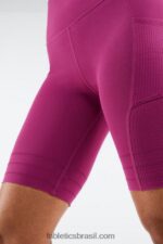 Fabletics preto/branco clássico 420HR544 short de malha cintura alta com bolso mulheres - Image 4