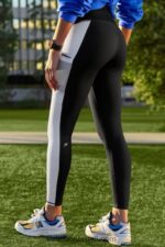 Fabletics preto/branco clássico 420HR743 legging cintura alta powerhold on-the-go 40 mulheres