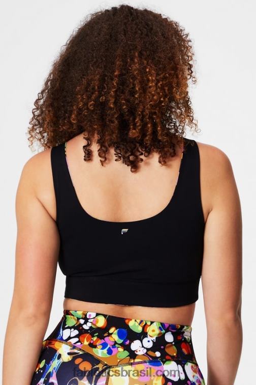 Fabletics preto caleidoscópico/preto 420HR1849 sutiã esportivo harlyn midi de impacto médio mulheres - Image 4