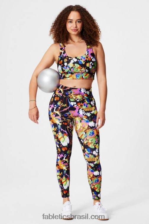 Fabletics preto caleidoscópico/preto 420HR1849 sutiã esportivo harlyn midi de impacto médio mulheres - Image 5