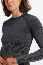 Fabletics preto/cinza mineral 420HR2641 top manga longa sem costura ombre mulheres - Image 3