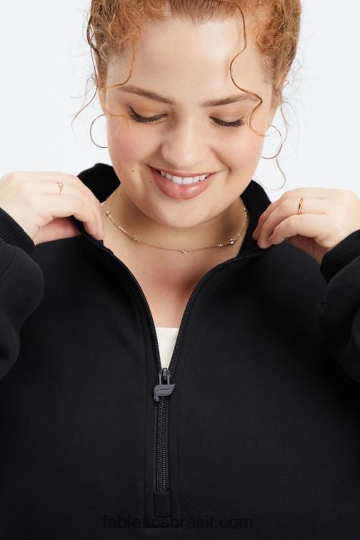 Fabletics preto/estanho 420HR2500 moletom de lã 1/2 zíper forever mulheres - Image 3