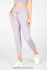 Fabletics preto/fumado 420HR156 calça de cordão de malha elegante mulheres - Image 4