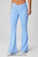 Fabletics preto/fumado 420HR44 flare cruzado cintura alta mulheres