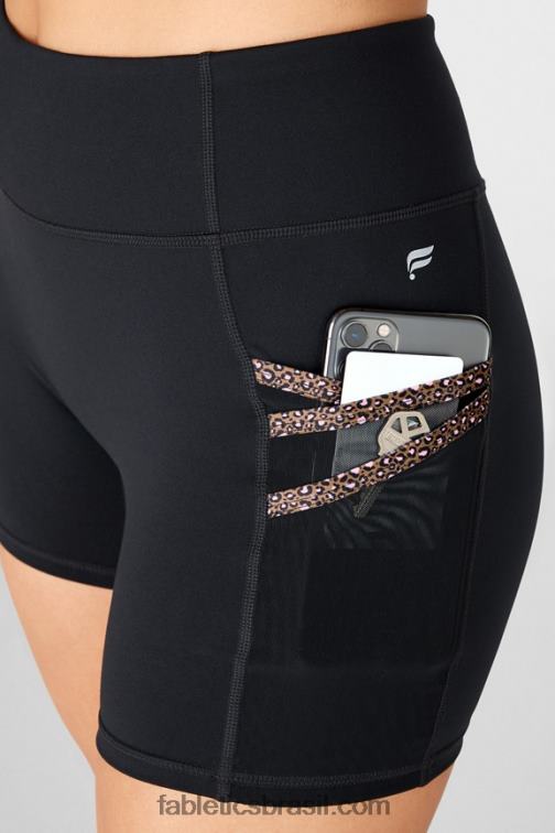 Fabletics preto/micro leopardo 420HR370 trinity motion365 cintura média 5'' curto mulheres - Image 3