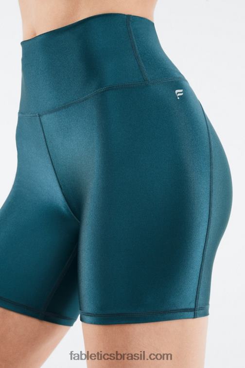 Fabletics preto pequeno marmorizado/raspas 420HR539 short cintura alta brilho 6" mulheres - Image 3