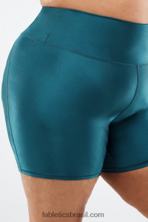 Fabletics preto pequeno marmorizado/raspas 420HR540 short cintura alta brilho 6" mulheres - Image 3