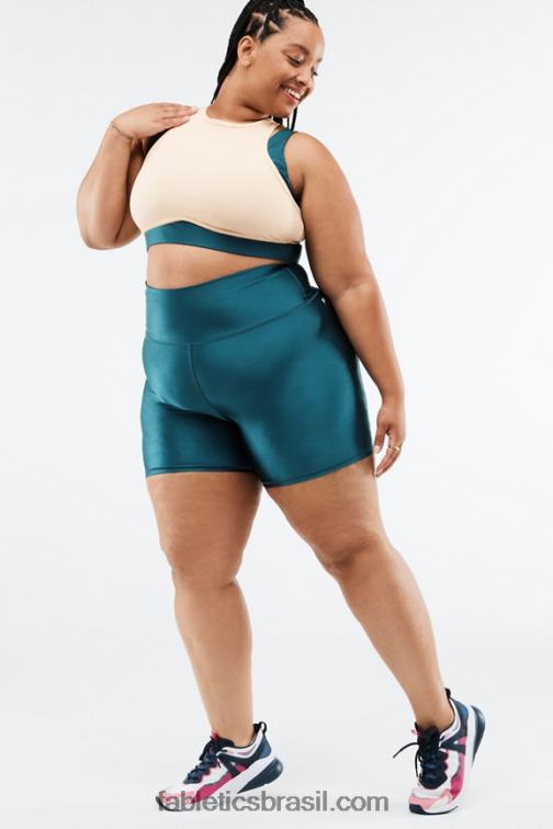 Fabletics preto pequeno marmorizado/raspas 420HR540 short cintura alta brilho 6" mulheres - Image 4
