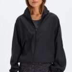Fabletics preto/prata reflexivo 420HR2740 blusão peso mosca superdimensionado mulheres
