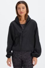 Fabletics preto/prata reflexivo 420HR2740 blusão peso mosca superdimensionado mulheres