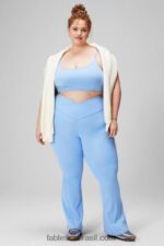 Fabletics preto/prata reflexivo 420HR45 flare cruzado cintura alta mulheres - Image 4