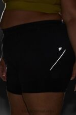 Fabletics preto/prata reflexivo 420HR599 corrida perfurada 5" curta mulheres - Image 4