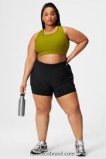 Fabletics preto/prata reflexivo 420HR599 corrida perfurada 5" curta mulheres - Image 5