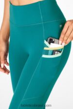 Fabletics raso/empoeirado azul-petróleo/ouro 420HR1304 trinity bolso cintura alta 7/8 mulheres - Image 2