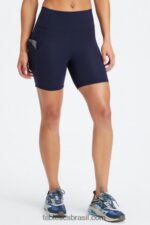 Fabletics raso/empoeirado azul-petróleo/ouro 420HR297 oasis pureluxe cintura alta 6'' short 12 mulheres