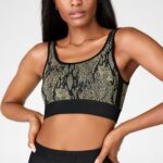 Fabletics réptil verde/preto 420HR1669 sutiã sem costura kamila mulheres