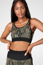 Fabletics réptil verde/preto 420HR1669 sutiã sem costura kamila mulheres