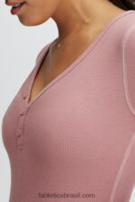 Fabletics terra rosa 420HR2650 manga longa waffle henley mulheres - Image 2