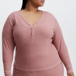 Fabletics terra rosa 420HR2651 manga longa waffle henley mulheres