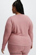 Fabletics terra rosa 420HR2651 manga longa waffle henley mulheres - Image 3