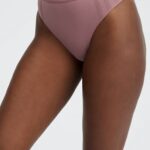 Fabletics terra rosa 420HR2856 cueca cintura alta em malha esculpida mulheres