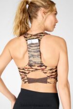 Fabletics tigresa de cacau/logotipo de cacau 420HR1842 sutiã esportivo midi impacto médio para viagem 131 mulheres