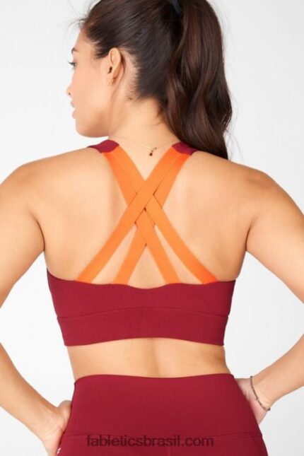 Fabletics tijolo/mandarim 420HR1899 sutiã esportivo malha freya mulheres