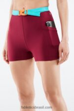 Fabletics tijolo/multi 420HR556 cintura alta motion365 caminhada curta 3'' mulheres