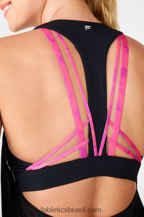 Fabletics tintura de gravata preta/rosa 420HR2385 aumentar o tanque de sutiã embutido mulheres - Image 3