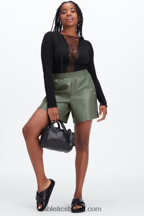 Fabletics tom rosa/areia 420HR357 short cintura alta couro vegano mulheres - Image 5