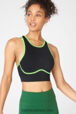 Fabletics toque preto/limão 420HR1884 sutiã esportivo blare crossback de médio impacto mulheres