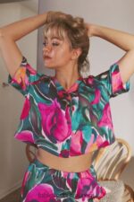 Fabletics tulipas pintadas 420HR2033 botão de dormir para baixo mulheres - Image 4