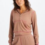 Fabletics ursinho/fúcsia 420HR2495 moletom waffle com zíper mulheres