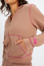 Fabletics ursinho/fúcsia 420HR2495 moletom waffle com zíper mulheres - Image 3