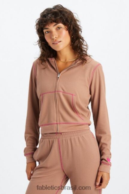 Fabletics ursinho/fúcsia 420HR2495 moletom waffle com zíper mulheres