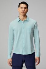 Fabletics urze azul nórdica 420HR3582 o botão de manga longa traço para cima homens