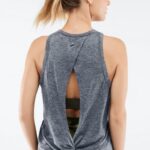 Fabletics urze cinza 420HR2290 tanque traseiro aberto torcido dry-flex mulheres