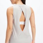 Fabletics urze cinza claro 420HR2126 tanque traseiro aberto dry-flex mulheres