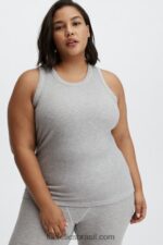 Fabletics urze cinza claro 420HR2248 tanque de waffle tinley mulheres