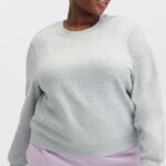 Fabletics urze cinza claro 420HR2647 gola redonda clássica mulheres