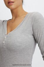 Fabletics urze cinza claro 420HR2648 manga longa waffle henley mulheres - Image 2