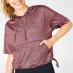 Fabletics urze ferrugem 420HR2110 bea moletom manga curta mulheres