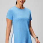 Fabletics urze flor azul 420HR1971 túnica manga curta dry-flex mulheres